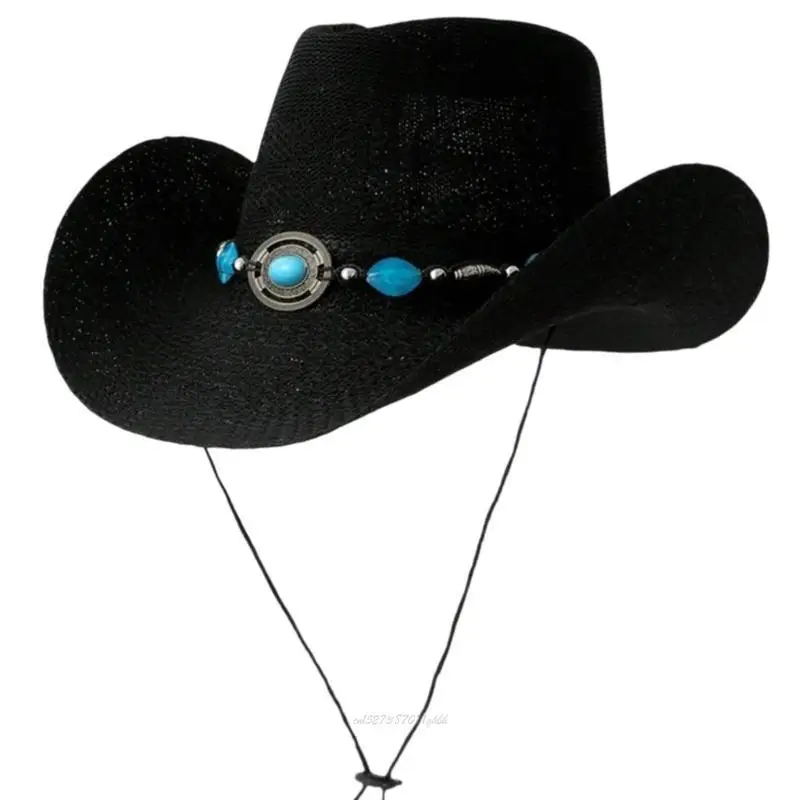 X5XA Fashion Handcrochet Straw Hat Vacation Hat Adult Sun Hat for Outdoor Activity Female Panama Hat Stage Shows Hat