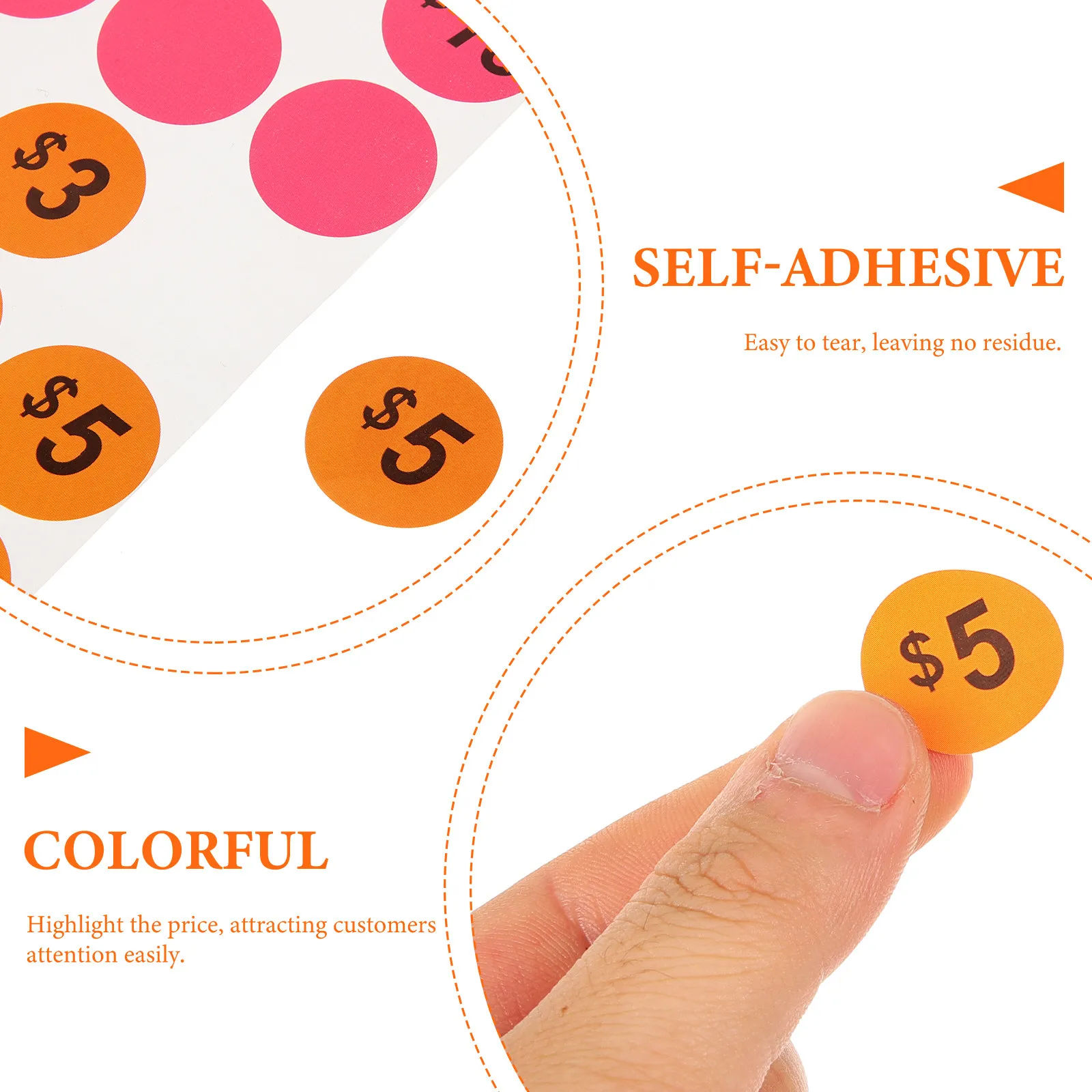 

10 Sheets Price Stickers Round Bright Self-Adhesive Labels For Supermarket Sale Small Business Market Retail Store Supply Craft