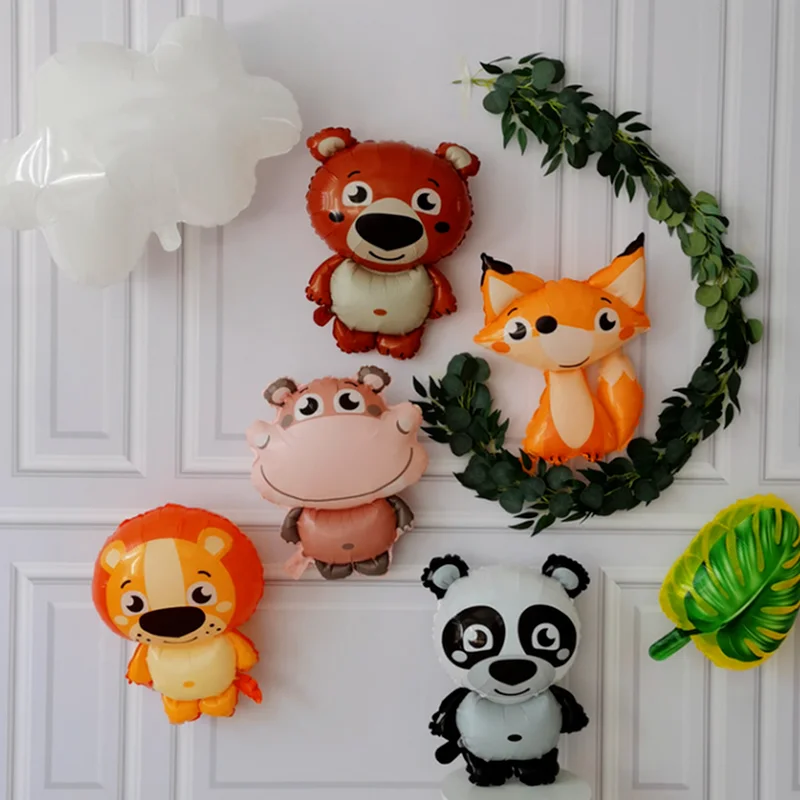 Jungle Cartoon Animal Foil Balloons Fox Penguin Hippo Tiger Crocodile Air Balls Birthday Party Baby Shower Decorations Globos