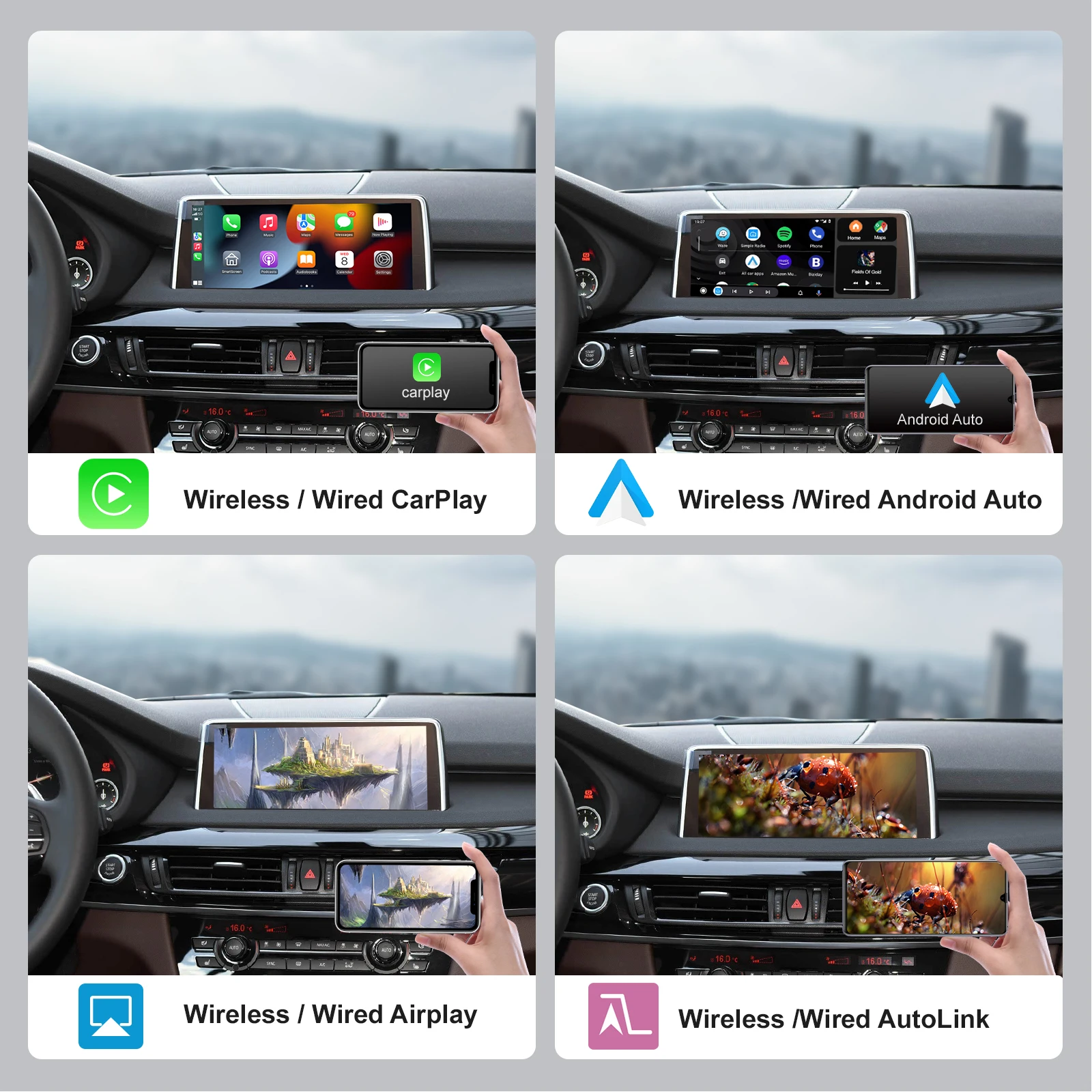 For BMW X5 X6 F15 F16 F85 F86 F70 E71 E72 G05 G06 NBT CIC EVO Wireless CarPlay support for Android Auto AirPlay mirroring,camera