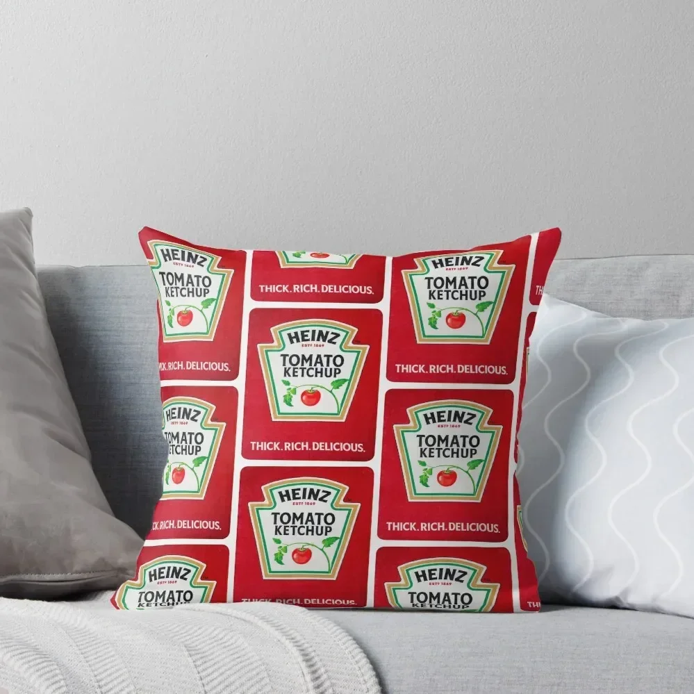 

Heinz Catsup label vintage ketchup thick, rich. delicious Throw Pillow Decorative Sofa Cushion Cushions Anime pillow