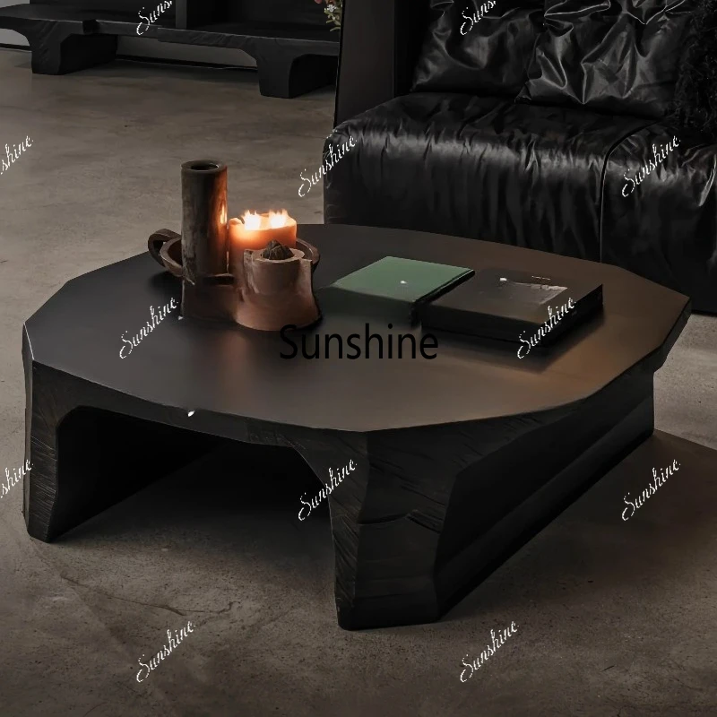 

Wabi Sand Wind Simple Irregular Solid Wood Black Tea Table