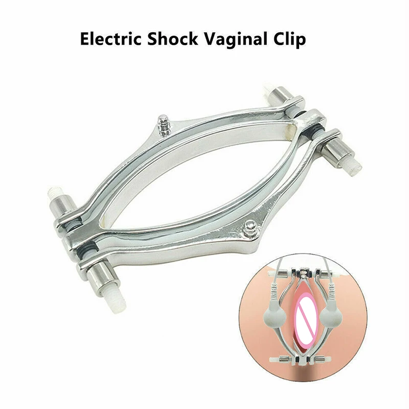 Electric Shock Labia Clip Vagina Speculum Spreader Electro Clit Clamps Pussy Clamp Labia Clip Women Chastity Spreader SM Sex Toy