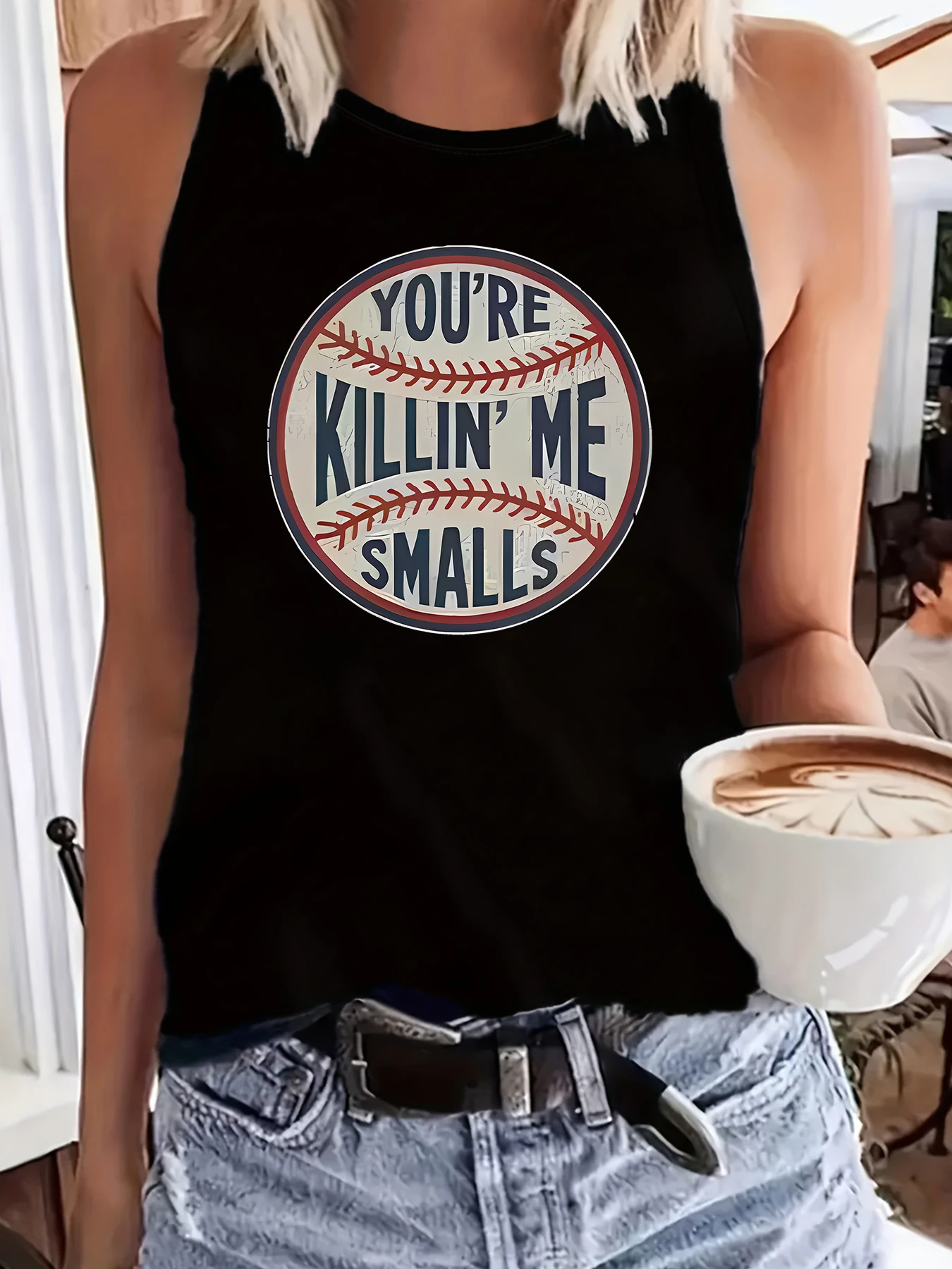 Women's Summer Sleeveless Tank Top, Baseball Circle 