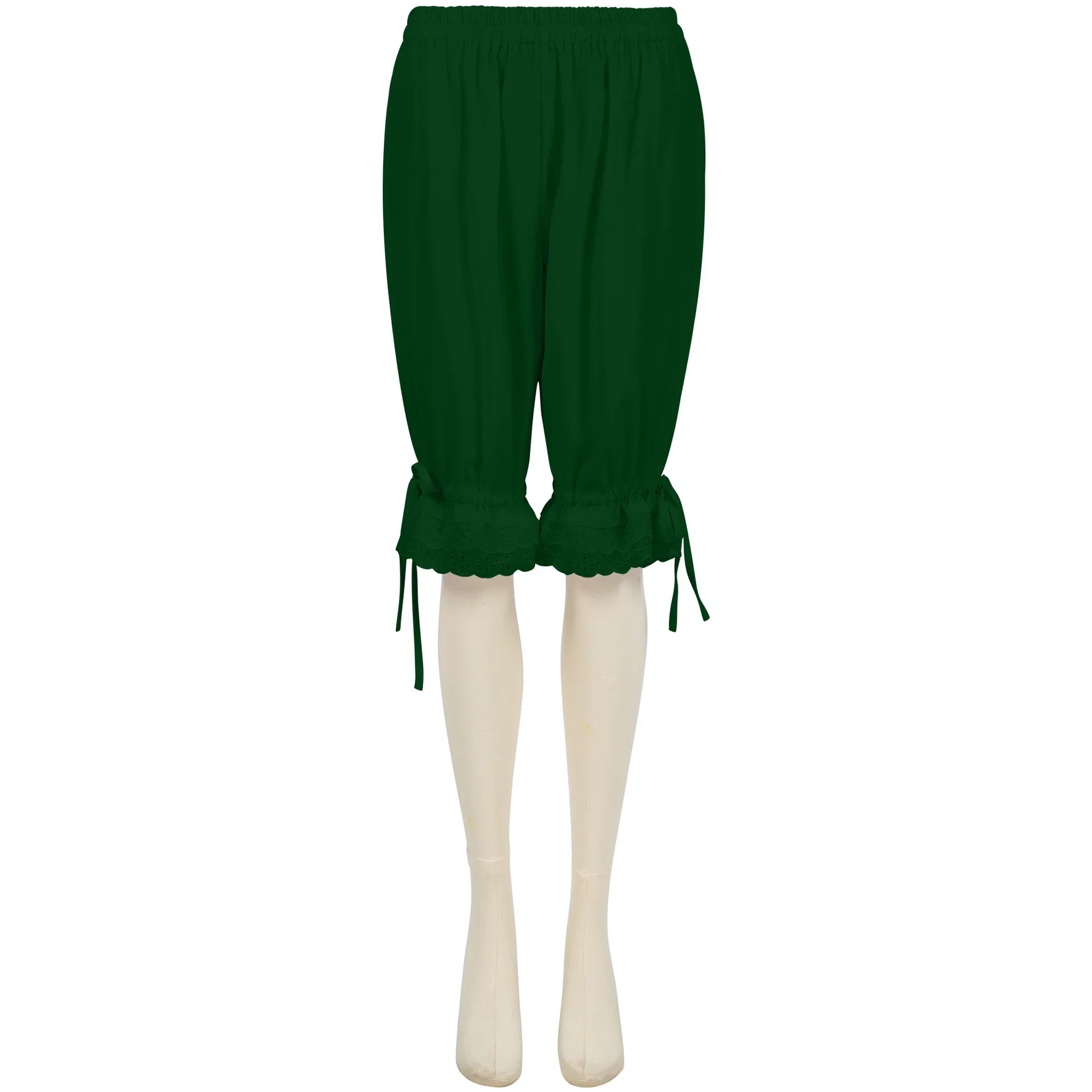 Vintage Lantern Pants Bloomers Ruffles Lace Hem Bow Shorts Elastic Wasit Wide Leg Pants Elastic Bubble Lolita Cosplay  Pants - view 2