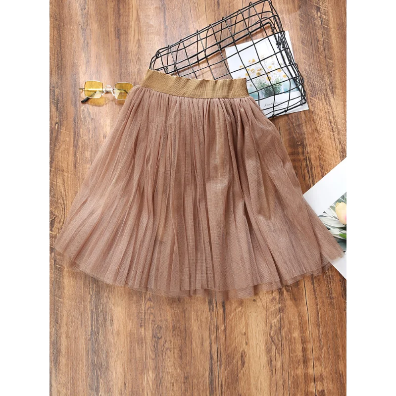 2024 Spring Autumn Kids Girls Puffy Tulle Mesh Lace Skirt Bowknot Everything Goes Sweet Princess Dress Children's Costumes 1-6Y