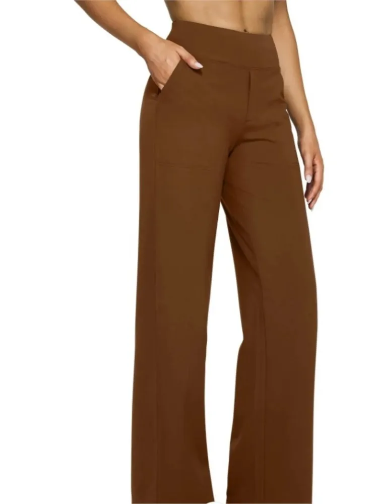 Women's Fashion Black White Casual Long Pants Spring Summer High Waist Design Loose Straight Leg Yoga Pants With Pockets New