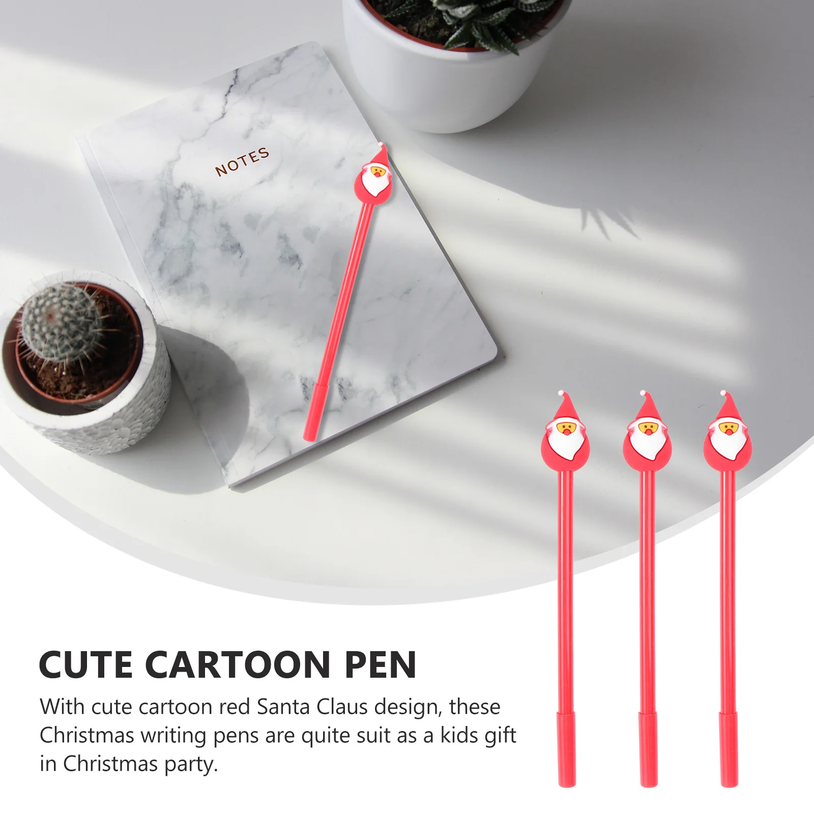 

3 Pcs Red Santa Claus Pen Black Ink Pens Festive Signing Christmas Students Stationery Gel Fine Point