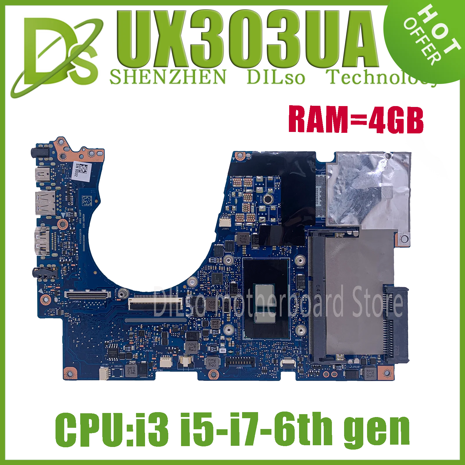 KEFU UX303UB Mainboard For ASUS  Zenbook UX303U UX303UA UX303UB Laptop Motherboardl W/i7-6500U i5-6200U i3-6100U 4GB-RAM GT940M