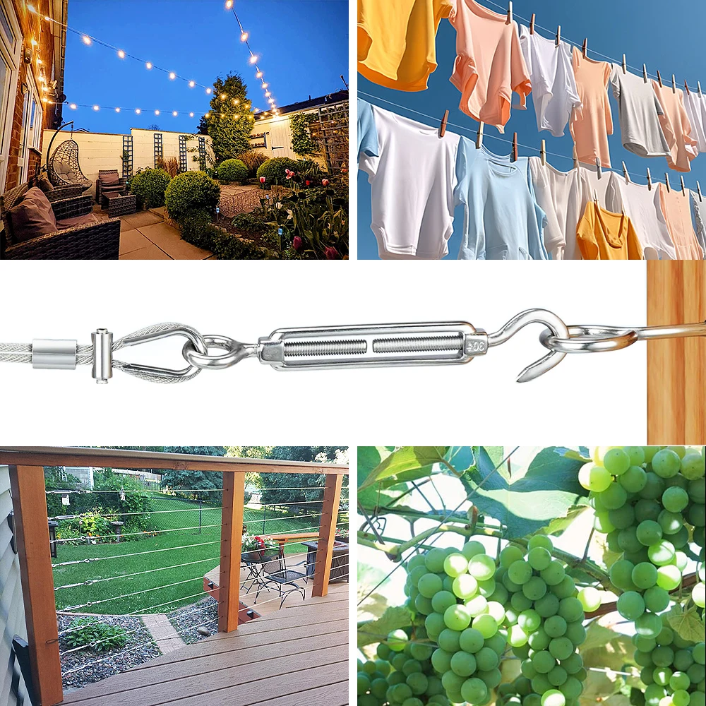Camping clothesline camping rope kit camping rope tensioner stainless steel wire rope kit 2mm kit 51 accessories