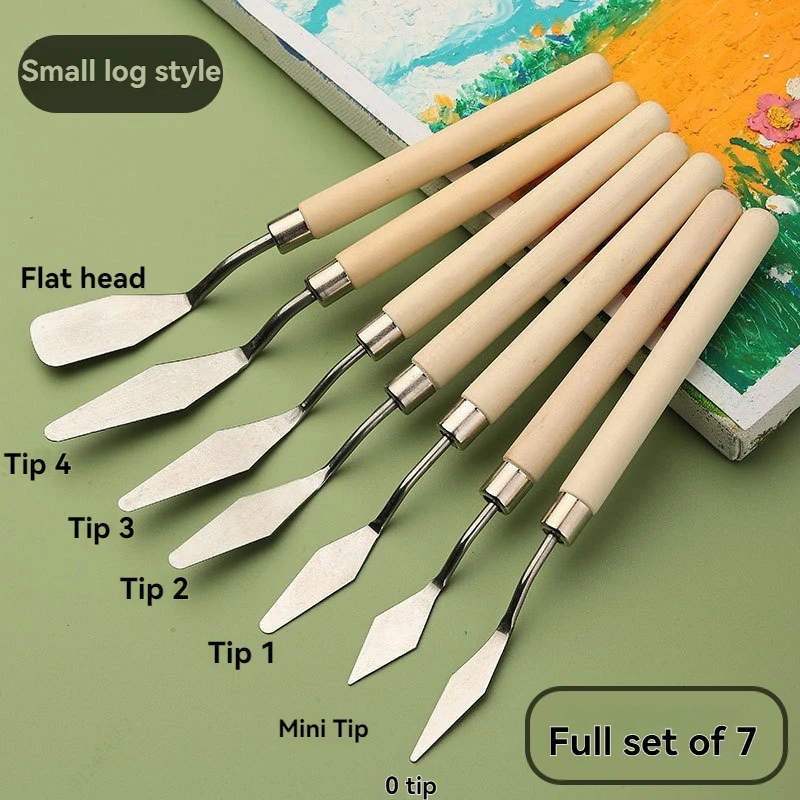 7Pcs/Set Stainless Steel Oil Painting Knife Artist Spatula Art Tools Stationery Cake Baking Supplies Painting Drawing Cute