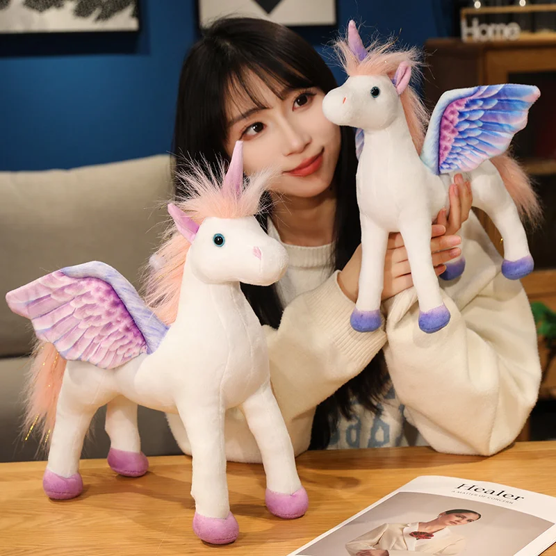 Simulation Rainbow Mythology Animal Model Unicorns Horse Plush Toy Fairy Tales Action Figure Children Educational Stuffed Dolls