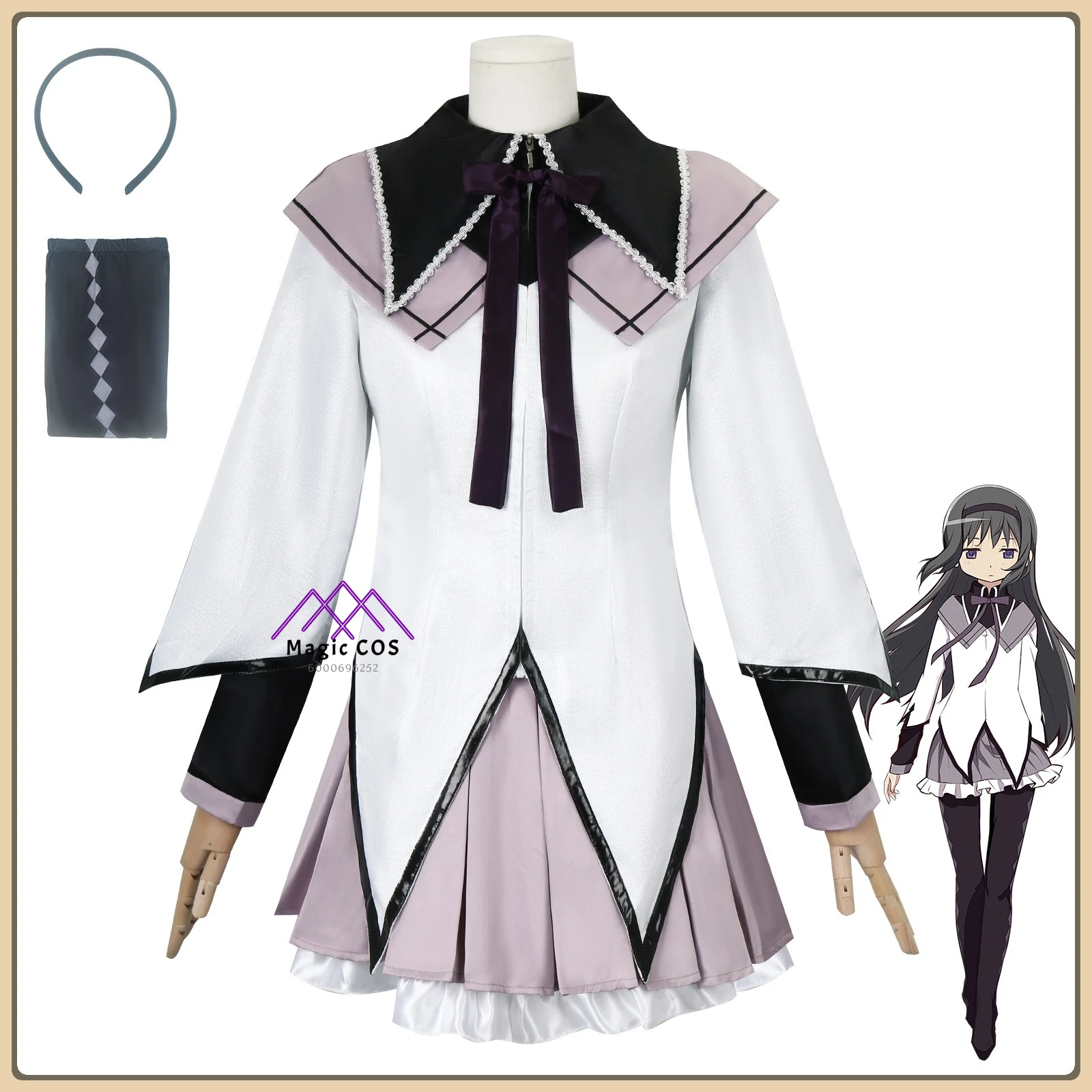 

Puella Magi Madoka Magica Homura Akemi Cosplay Costume Battle Suit & Arm Band High Quality Anime Outfit for Women Role Playing