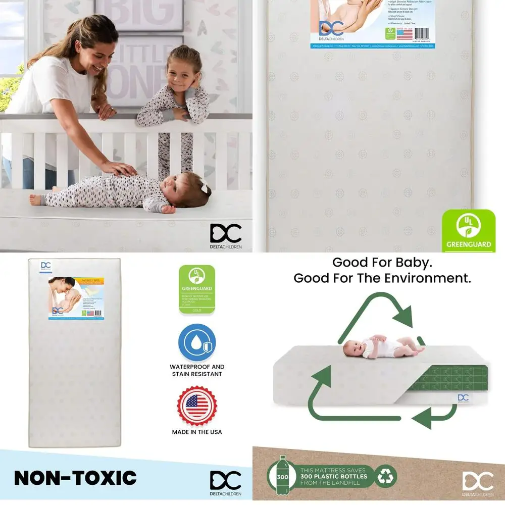 

Twinkle Stars Dual Sided - 6" Premium Sustainably Sourced Fiber Core Crib and Toddler Mattress - Waterproof - GREENGUARD Gold Ce