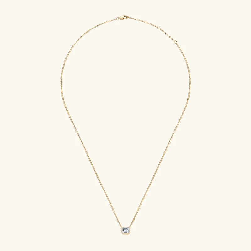 14k Gold Plated 1.0CT Emerald Cut D Color Moissanite Pendant Necklace 925 Soild Silver Adjustable Chain for Women Jewelry Gift