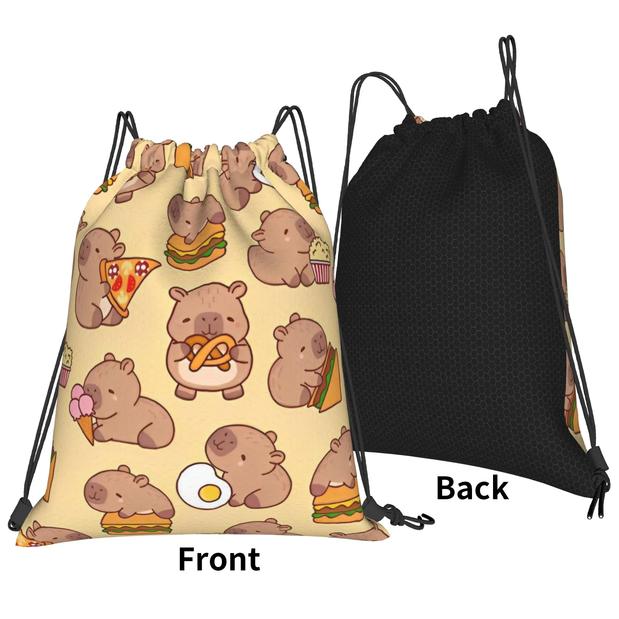 Cute Capybara Bag Drawstring Backpack Sports Gym Sackpack Water Resistant  String Bag for Yoga 36cm (W) x 43cm (H)
