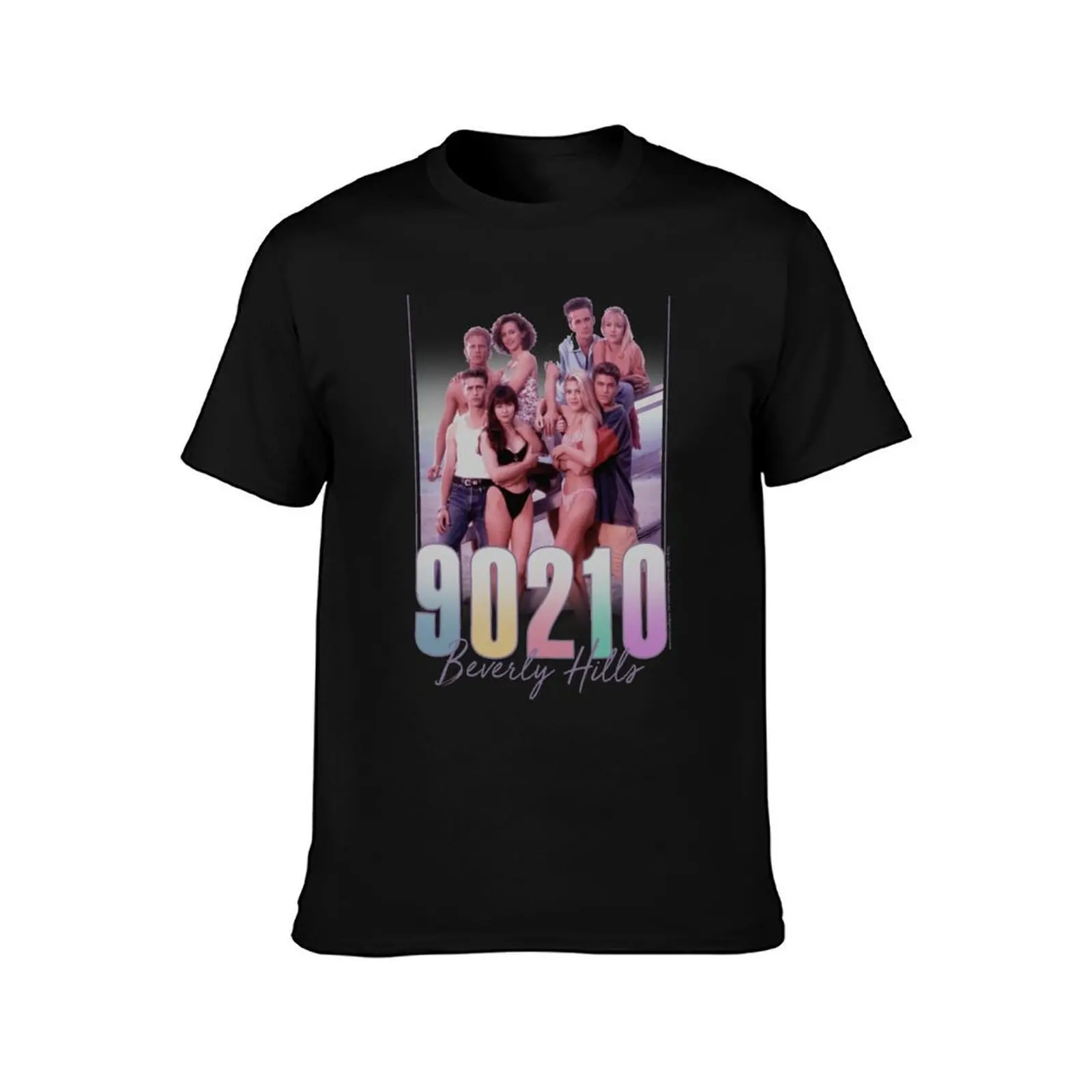 Beverly Hills, 90210 Distressed Retro Beach Life Poster T-Shirt Large Size Casual Short Sleeve Top T-Shirt