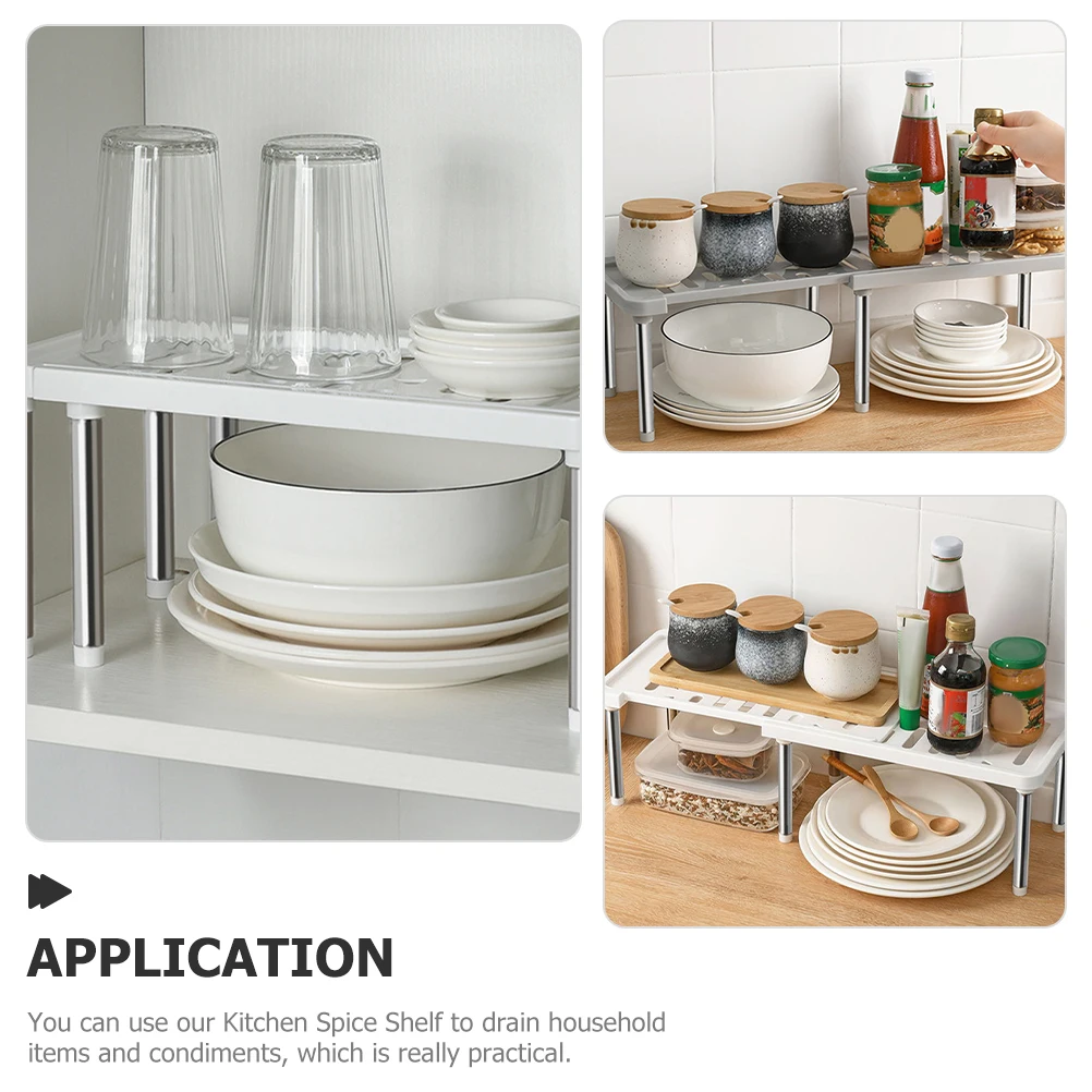 

2pcs Kitchen Spice Rack Retractable Seasoning Bottle Organizer Multi-Function Storage Shelf Pp Stainless Steel Household