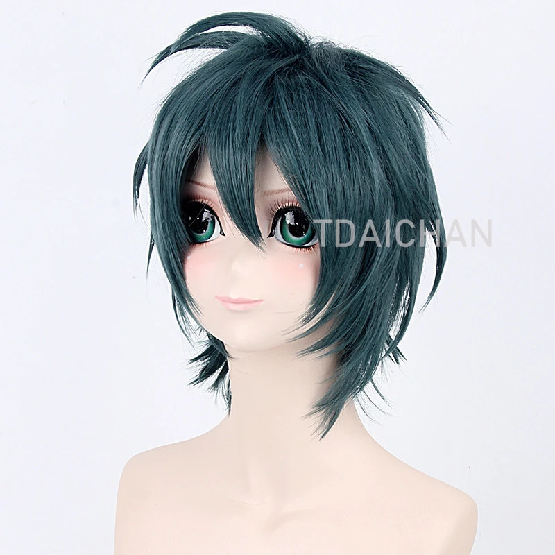 Anime The Devil Is A Part-Timer! Season 2 Maou Sadao Cosplay Wig Greenish Black Short Hair Satan Jacob Hataraku Maou-sama Men