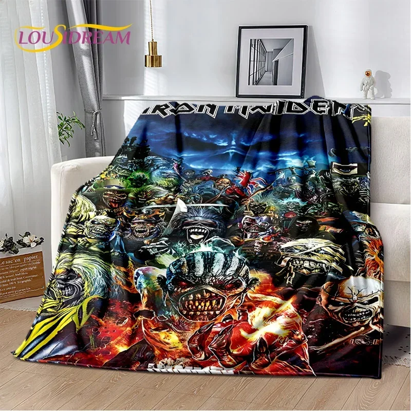 3D I-Iron M-Maiden HD Metal Band Soft Flannel Blanket for Bed Bedroom Sofa Picnic,Throw Blanket for Cover Outdoors Leisure Gift
