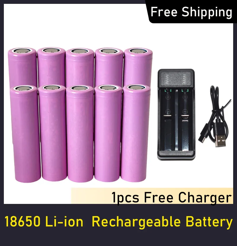 Battery INR18650 3500mAh Li-ion 3.7v Rechargable Battery Lithium Battery Batteries with free Charger for Digital Camera