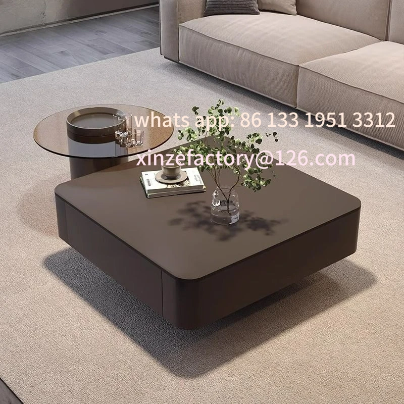 

Customizable light luxury Italian square rock slab coffee table small apartment modern simple living room home black tea table