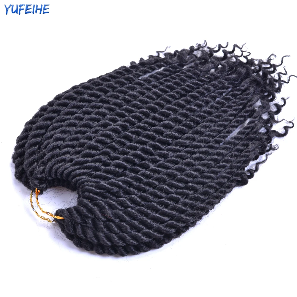 Senegalese Twist Hair Curly Ends Synthetic Hair For Braids 10Inch 16Roots/Pack Heat Resistant Crochet Braids Ombre Brown Bug