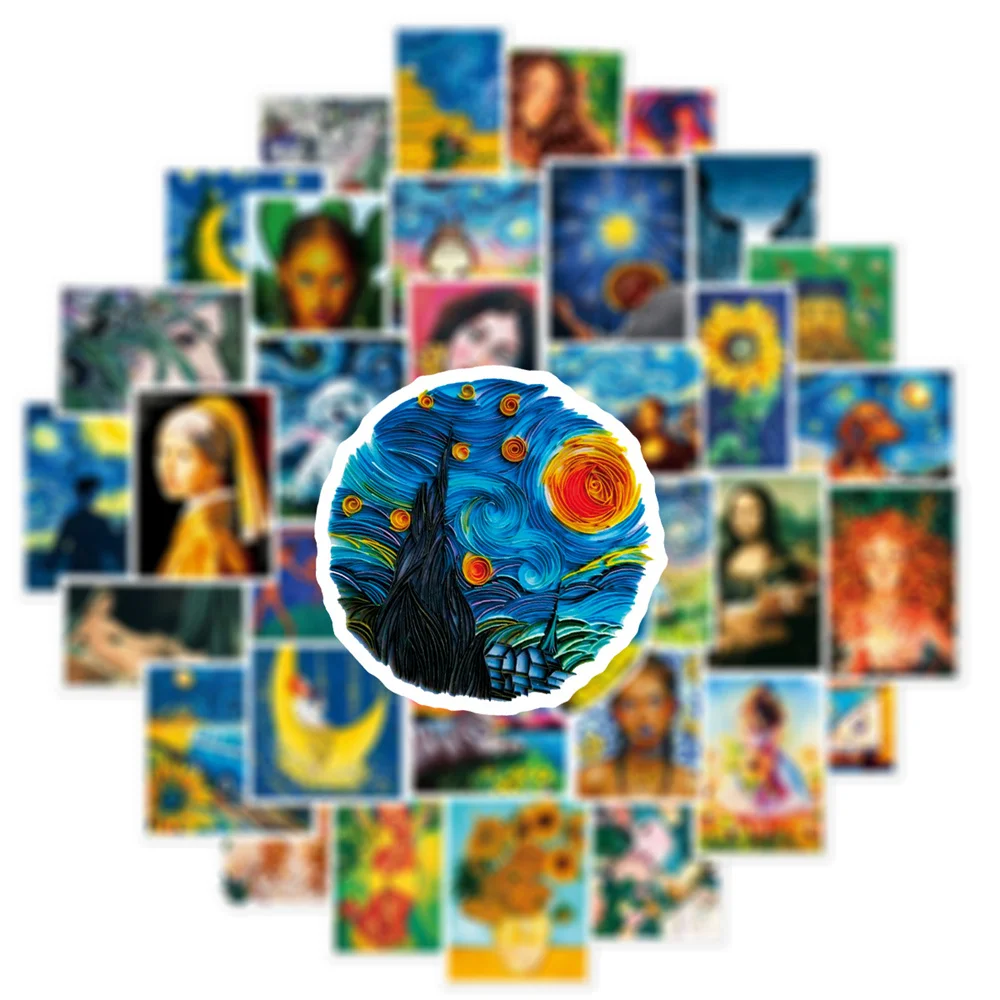 50PCS Europe and The United States Art Oil Painting Graffiti Waterproof Stickers Creative Personality Decoration Decals Toys