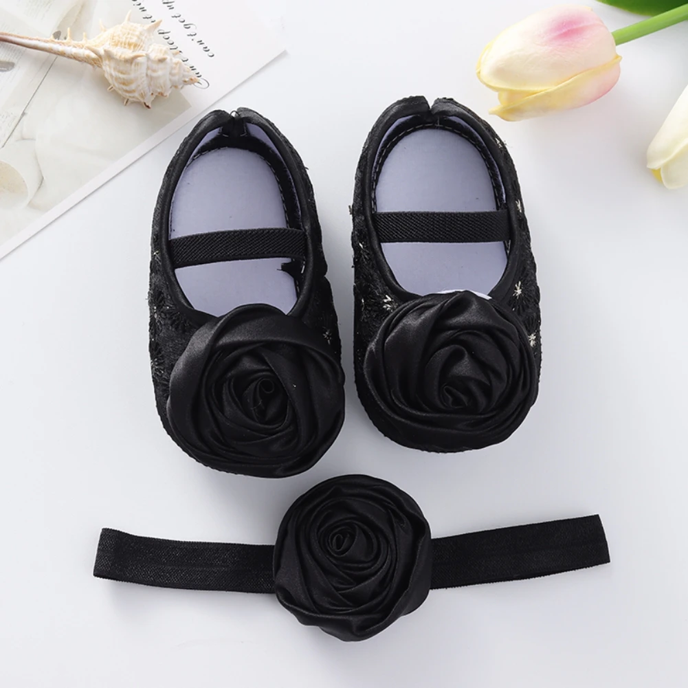 Jlong Flower-Adorned First Walker Shoes for Baby Girls Soft Comfortable and Perfect for Newborns and Toddlers