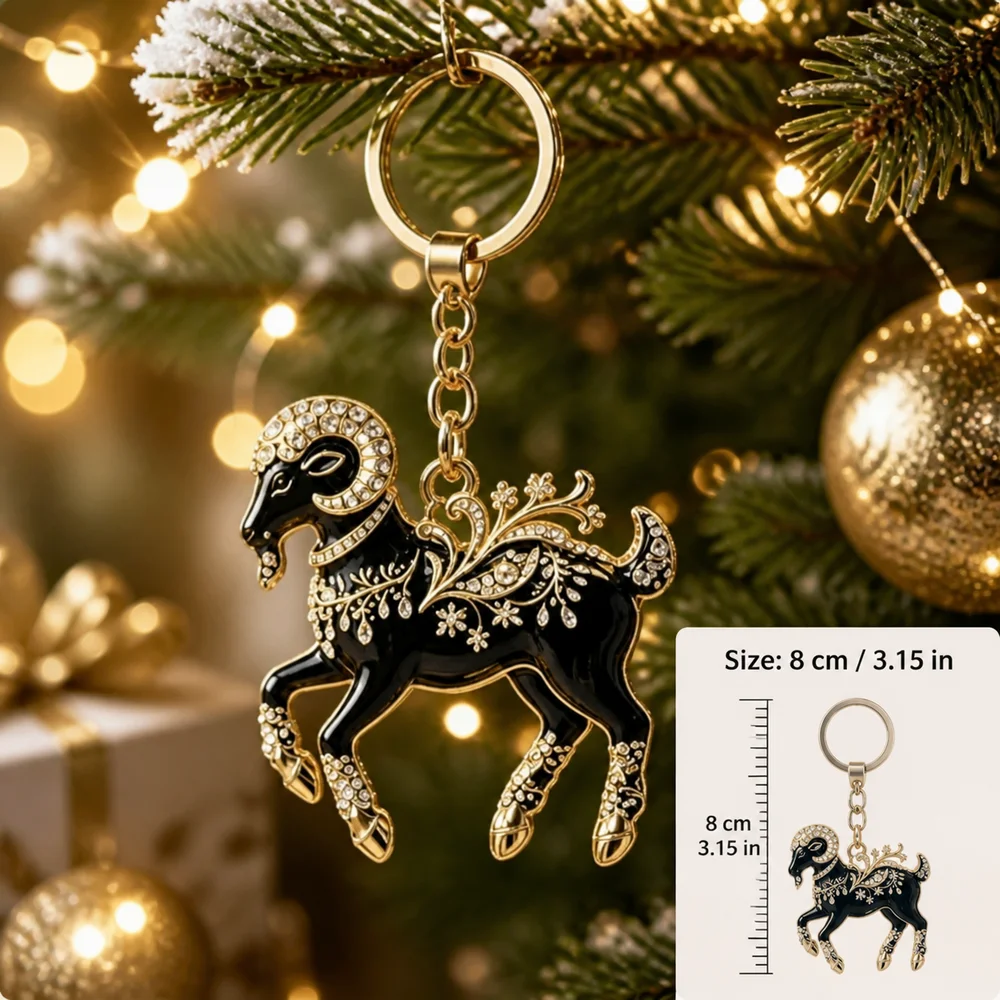 New Year Gift 2D Design Goat Keychain Ornate Acrylic Goat Bag Charm Running Goat Decorative Goat Pendant Backpack Decoration