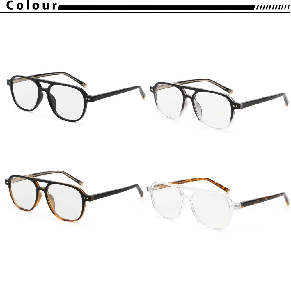CATERSIDE Herren Pilotenbrille Flache Oberseite Doppelbrücken-Design Federscharnier Brillengestell Damen Anti-Blaulicht-Brille – Detail 1