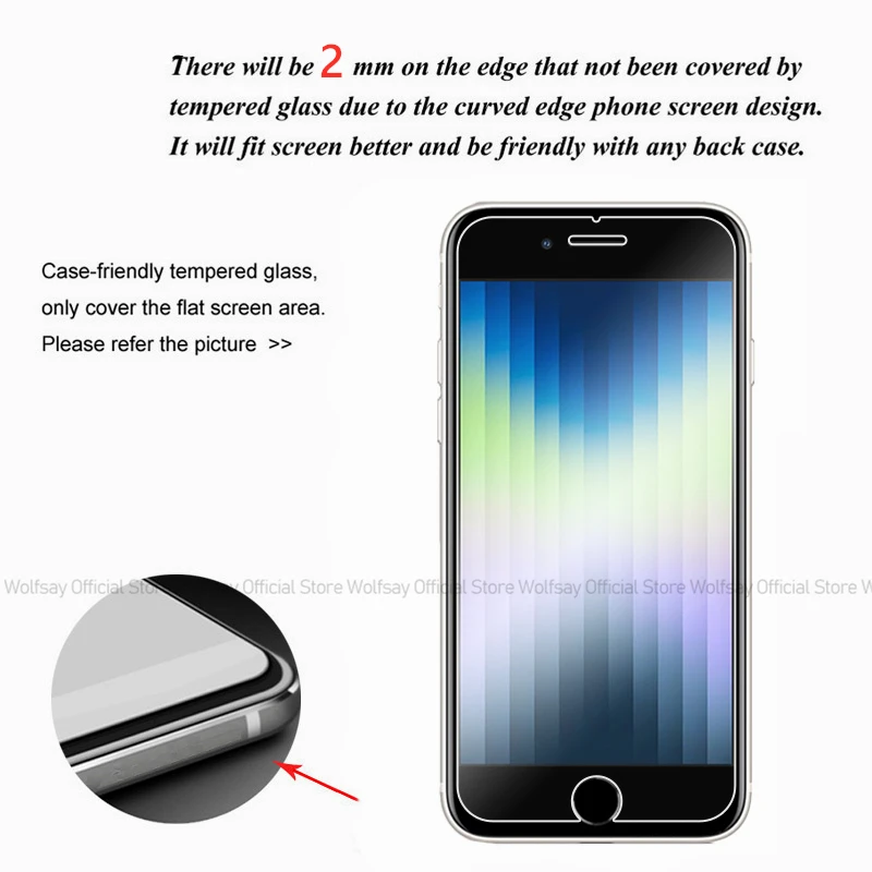 2/4PCS For iPhone SE 2022 Screen Protector Tempered Glass For iPhone SE 2022 2020 7 8 Full Glue Screen Glass For iPhone SE 2022