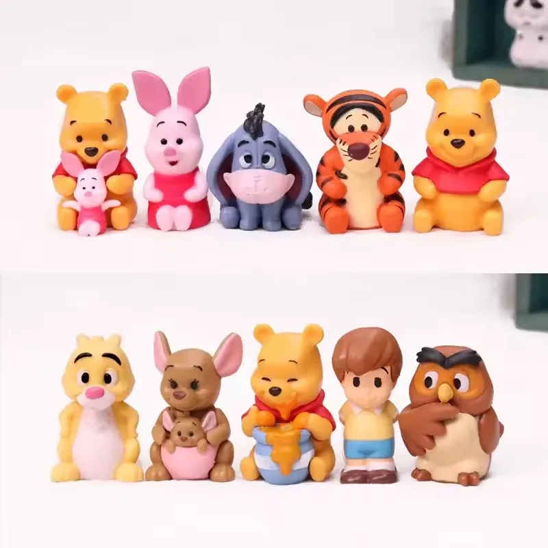 10 unids/set Anime dibujos animados Winnie The Pooh figura de acción juguete Pooh oso Tigger Eeyore Piglet figura de acción muñeca juguetes regalo de Navidad