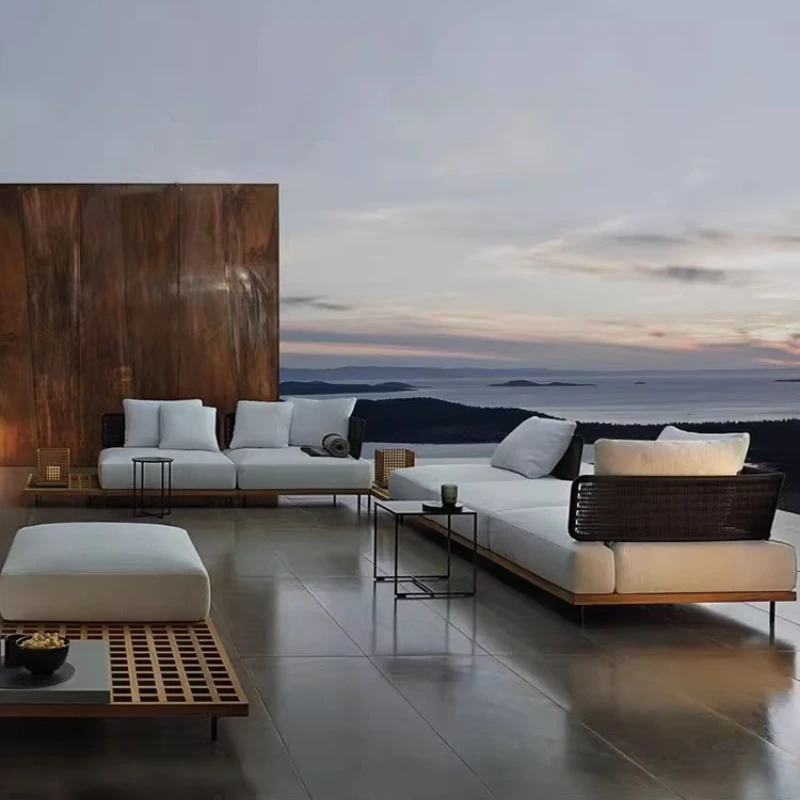 

Outdoor sofa courtyard teak rattan furniture rattan sofa chair outdoor terrace garden leisure rattan chair sofa combination