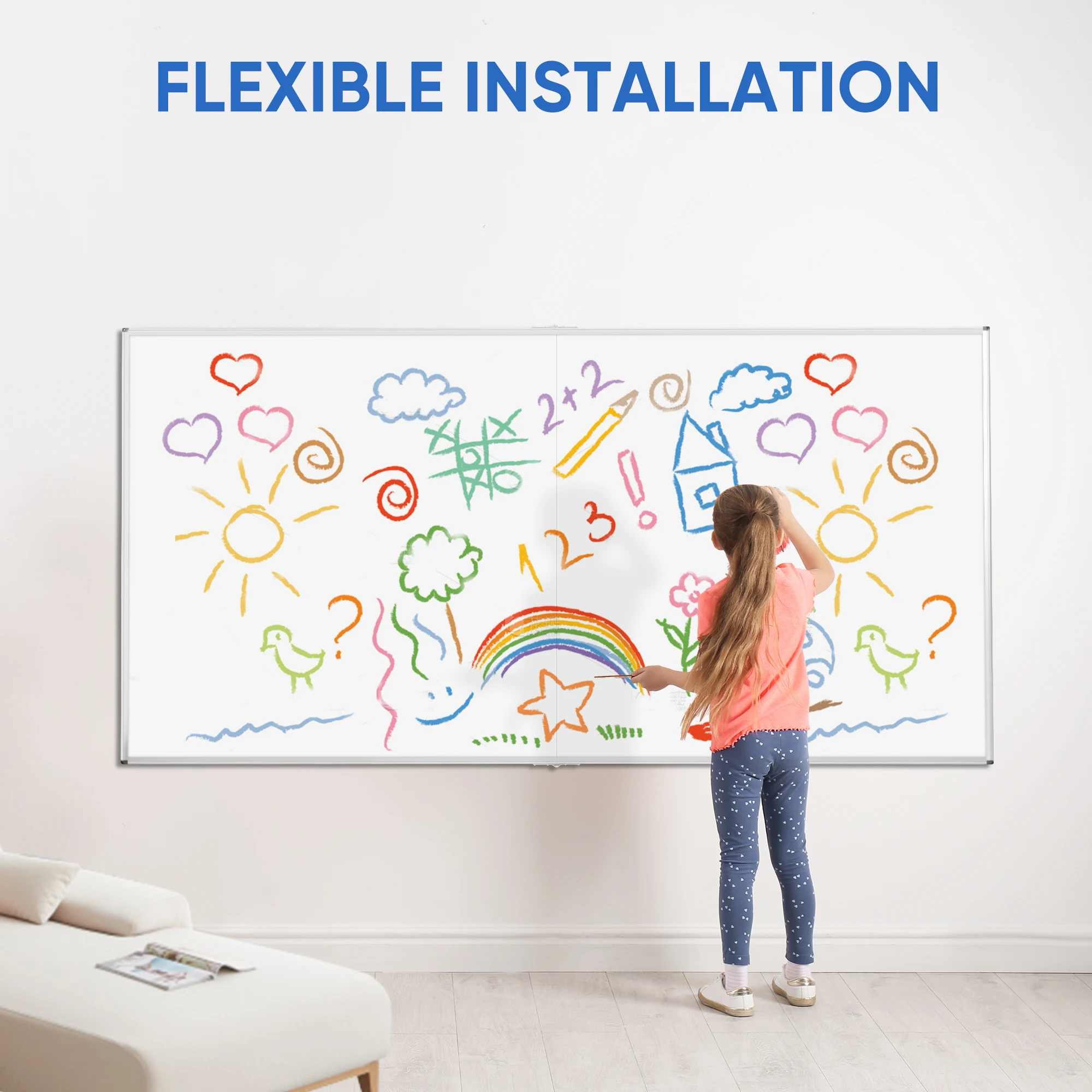 Deli Opvouwbaar dubbelzijdig whiteboard 60x36 inch, magnetisch droog uitwisbaar bord voor klaslokaal, kantoor en thuis