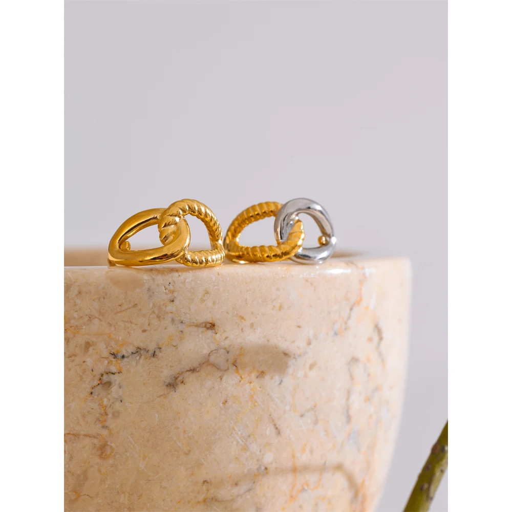 Yhpup Fashion Stainless Steel Hollow Knot Adjustable Open Ring Texture Trendy Charm Finger Jewelry 18K PVD Plated Wholesale New