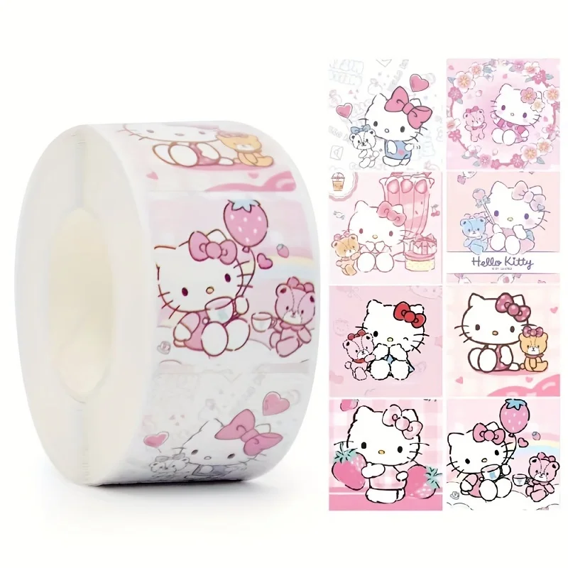 500 stks/rol Sanrio Leuke Kawaii Stickers Hello Kitty Bagage Graffiti Decals Decoratie Sticker Gift Briefpapier Sluiting Stickers