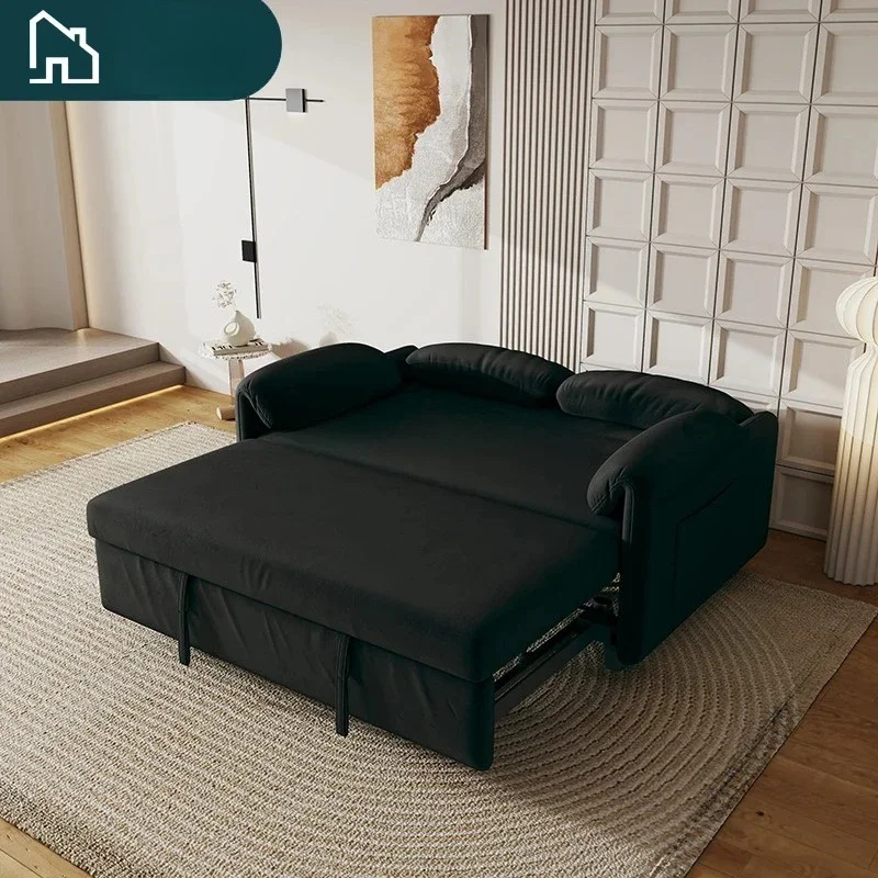 54'' Velvet Loveseat Sleeper Sofa 3-In-1 Pull Out Bed for Living Room Bedroom Hotels