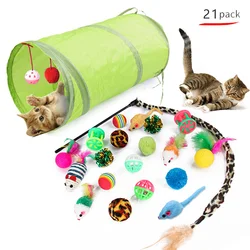 Kitten Toys Variety Pack-Pet Cat Toys Combination Set Cat Toy Funny Cat Stick Sisal Mouse Bell Ball Cat Supplies