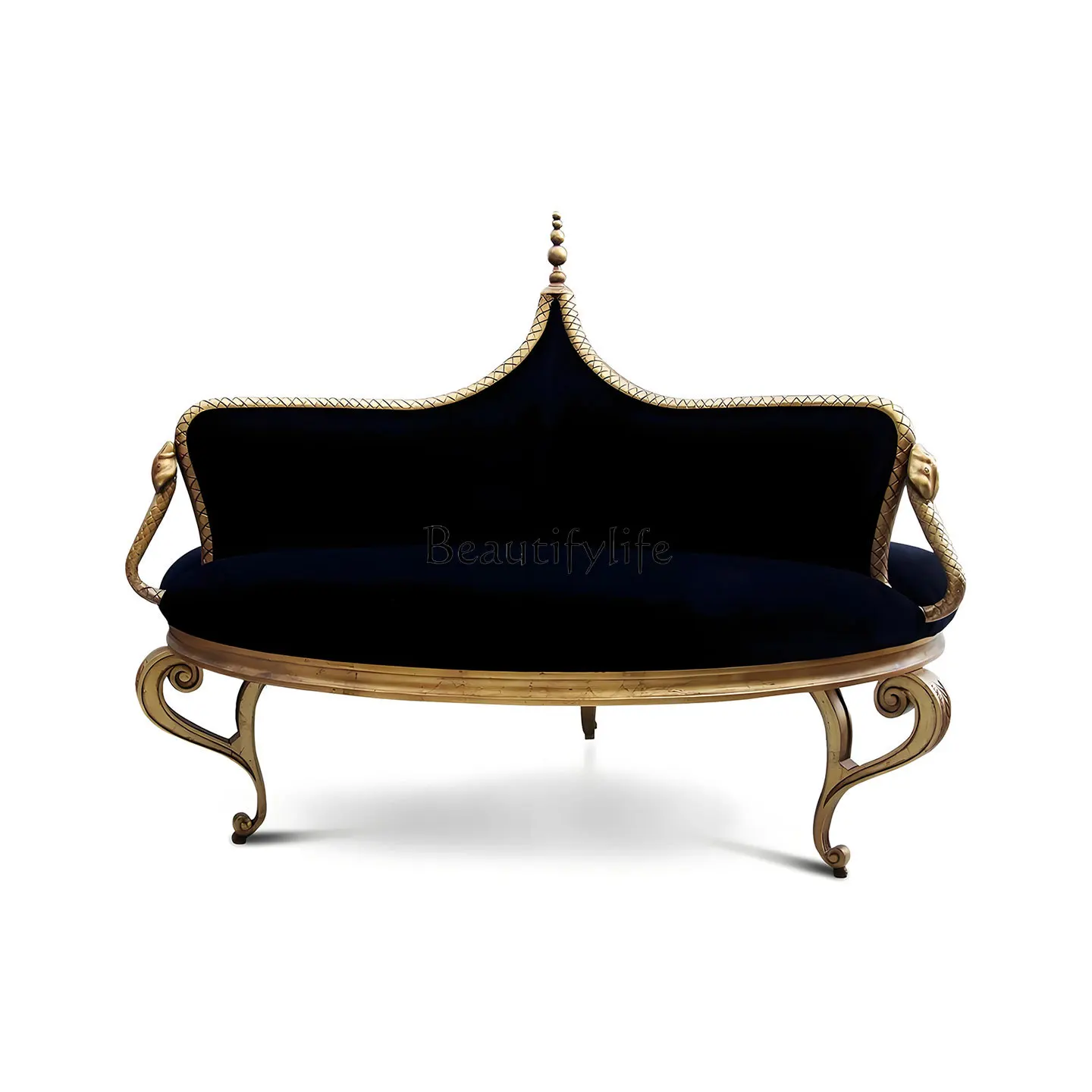 

*American round solid wood sofa neoclassical creative model room studio club hall
