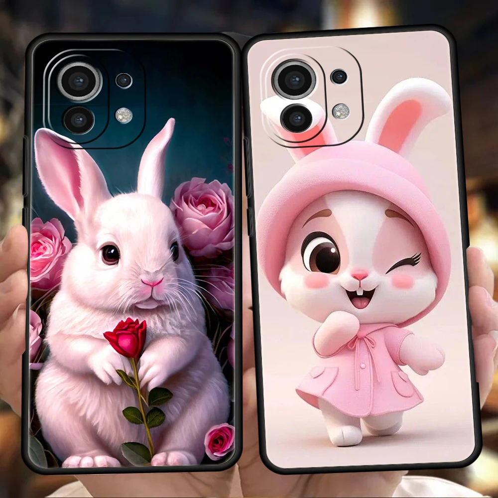 A Cute Rabbit With A Purple Hat Phone Case for Xiaomi Mi 14 13 12 11 Ultra 13T 12T Poco C51 F3 F4 F5 X3 X4 NFC Pro Lite 5G Cover