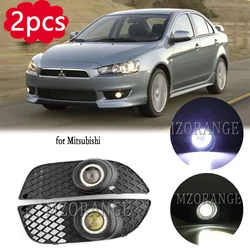 2Xled Mistlampen Koplamp Voor Mitsubishi Lancer 2008 2009 2010 2011 2013 2014 Auto Drl Mistlicht Engelenogen Covers Frame Grille