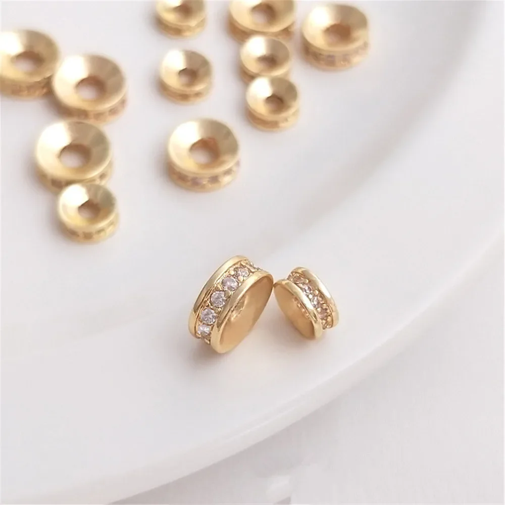 14K Gold Plated Zircon concave wheel bead divider bracelet necklace bead divider accessories DIY jewelry with material