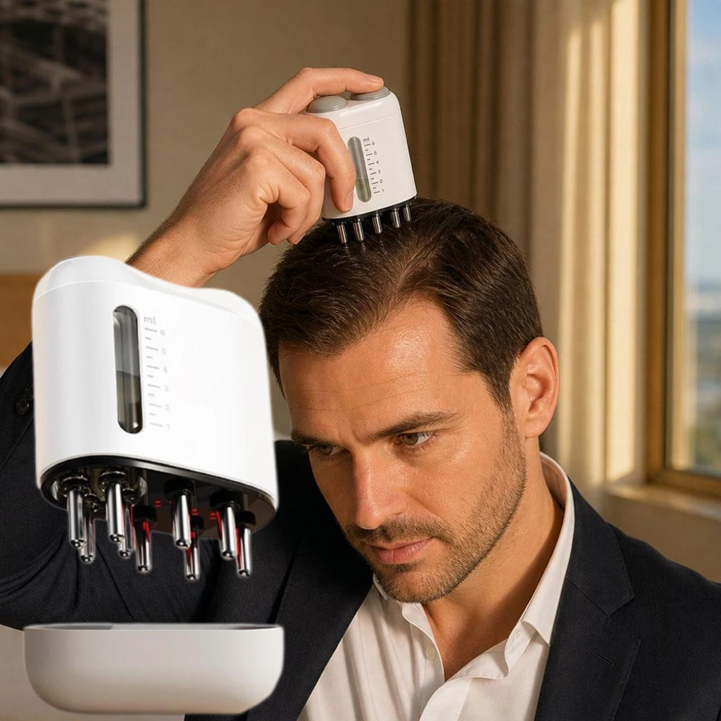 Essential Oil Liquid Guide Massager Red Light Vibrating Massage Comb 5in1 Electric Scalp Massager Anti-hair Loss Scalp Care Tool