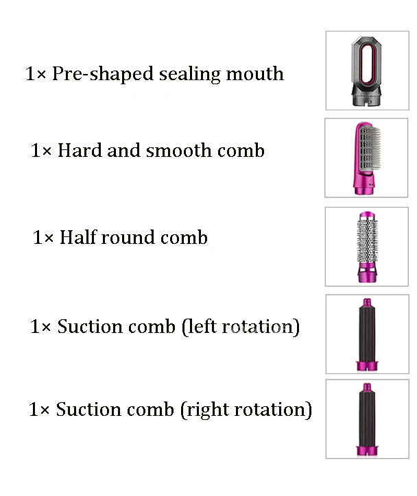 Hair Dryer Air Comb Professional Household Powerful Hot Cold Air Hair Mask Detachable Brush 5 in 1 Curling Iron Combination Kit