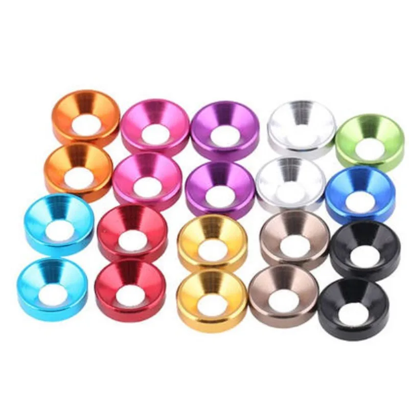 5-10pcs M2 M2.5 M3 M4 M5 M6 m8 Aluminum Colourful Anodized Countersunk Washers Gasket with screw