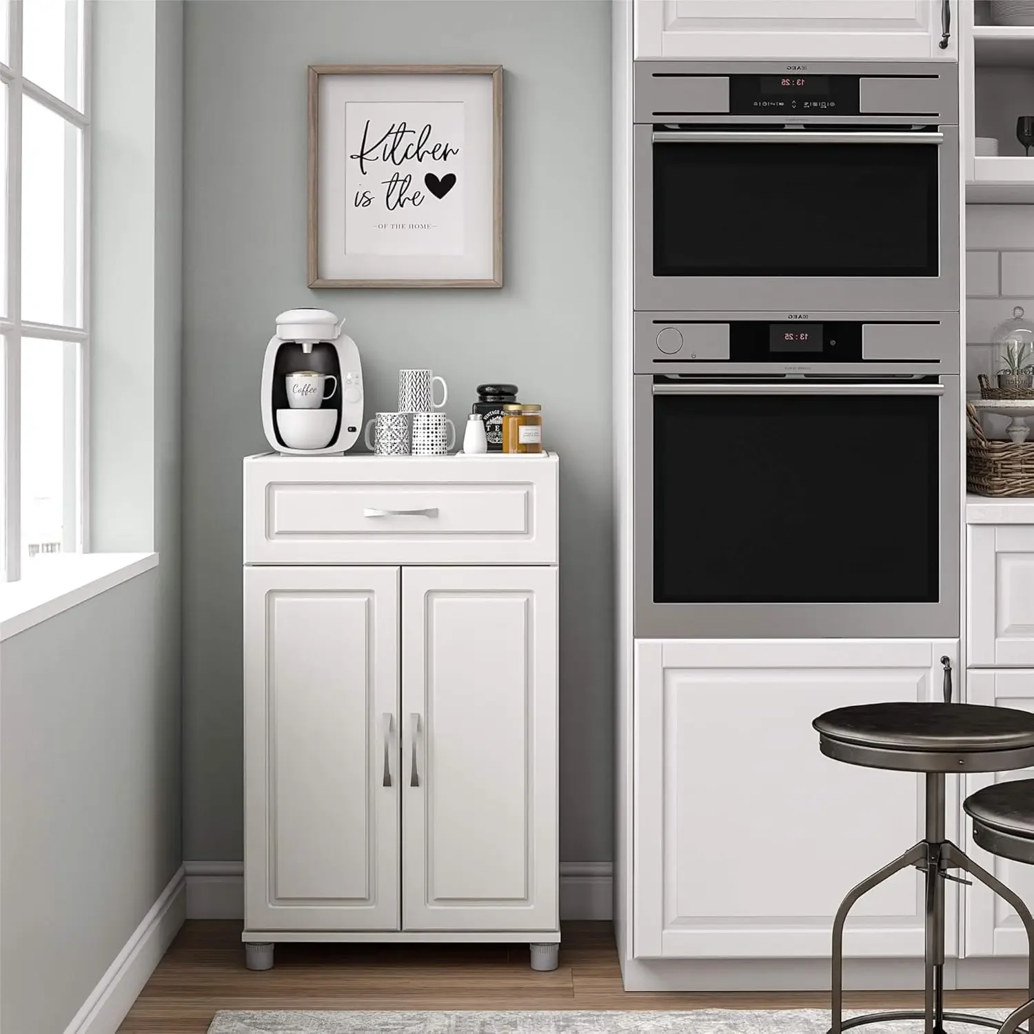 24" 1 Drawer/2 Door Base Storage Cabinet - White