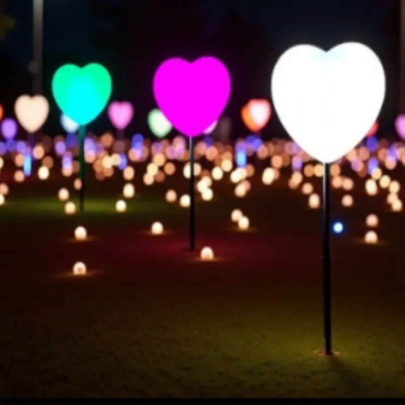 Glowing Heart Shape Balloon Light LED Love Sphere Lamp for Holiday Decoration New Year Festival Outdoor Cultural Landscape