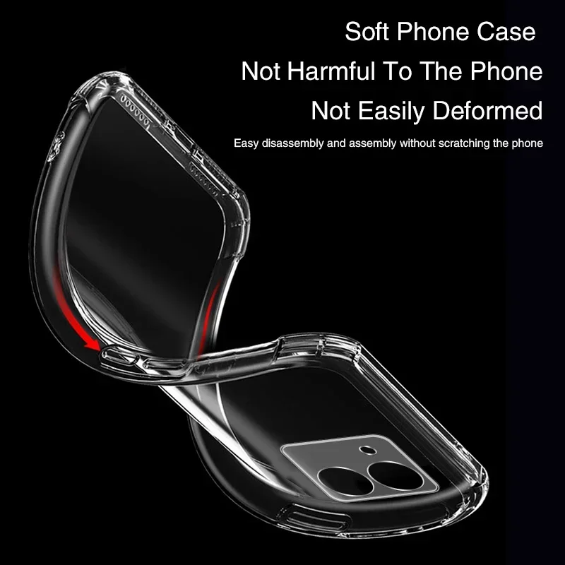 Luxury Clear Airbag Phone Cases for VIVO Y36 Y36i Y36M Y36T Y37 Y37M VIVOY36 4G 5G 360 Soft Protective Back Covers Air Bag Armor