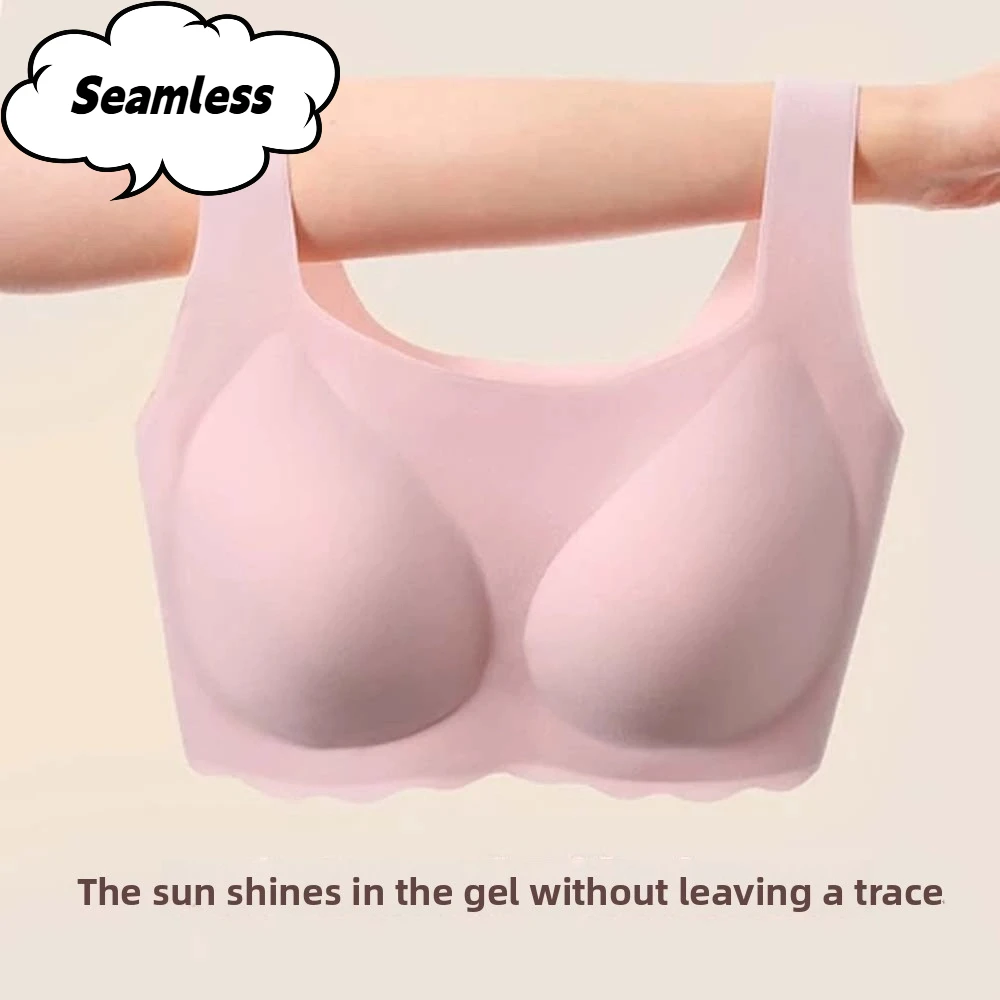 Reggiseno in gelatina senza cuciture tinta unita di base Intimo di supporto per donna Lingerie Gilet Reggiseno senza fili Sport Yoga